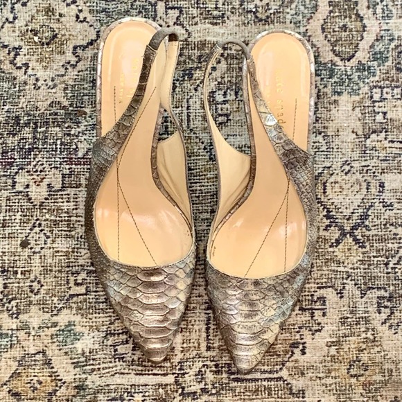 Kate Spade Shoes - Taupe Snakeskin Kate Spade Kitten Heels Size 7